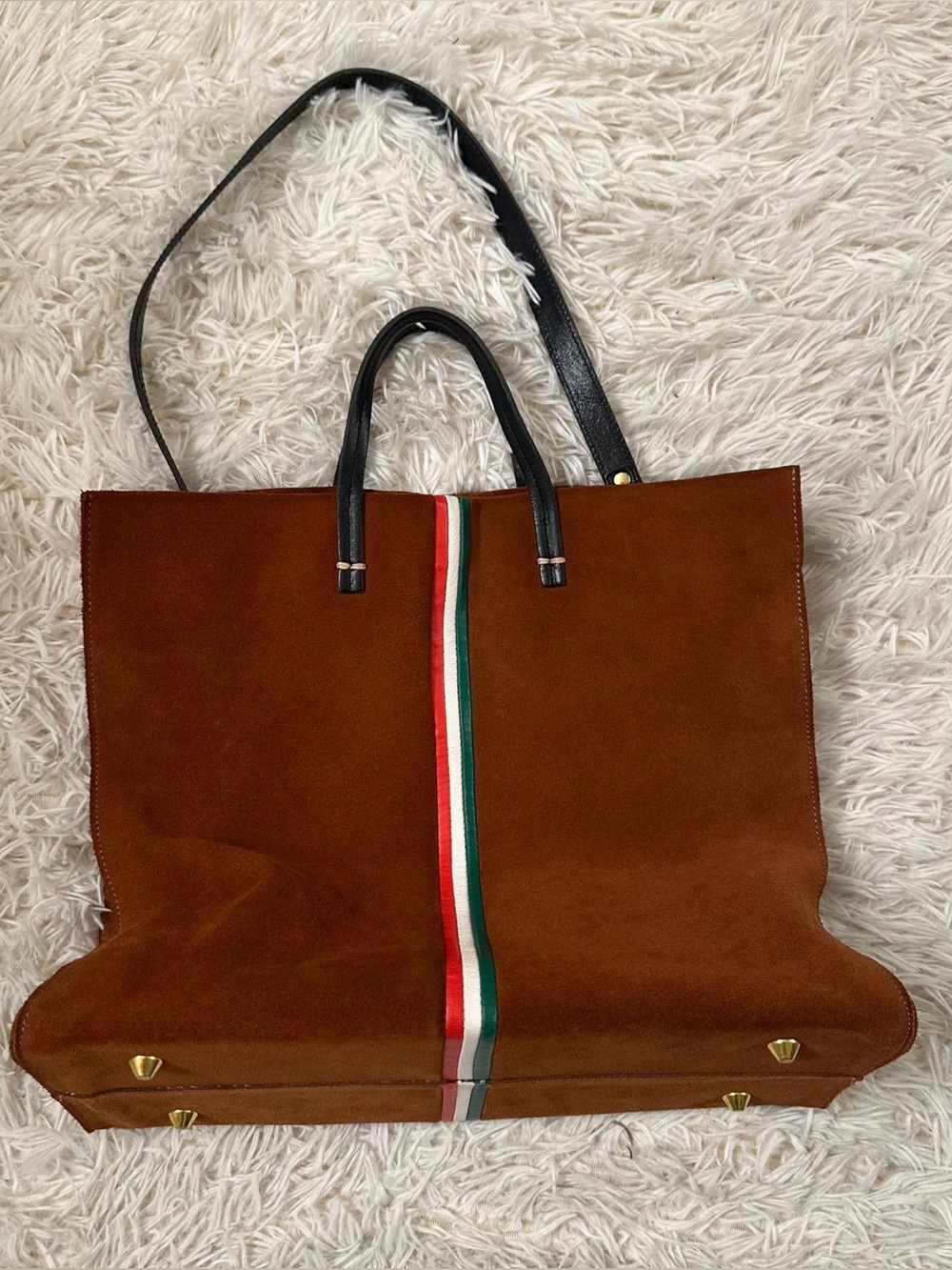 Clare V Simple Tote Suede Napa Bag  Chestnut